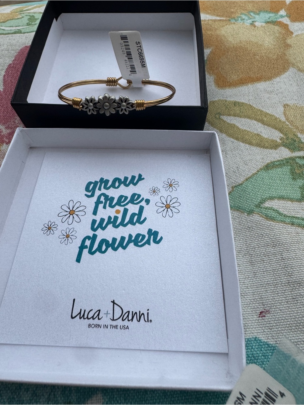 Luca + Danni Gold and Silver Flower Bangle Bracelet